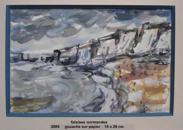 Gravures & estampes intitulée "falaises normandes" par Ioana, Œuvre d'art originale, Gravure