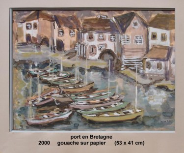 Peinture intitulée "port en Bretagne" par Ioana, Œuvre d'art originale, Huile