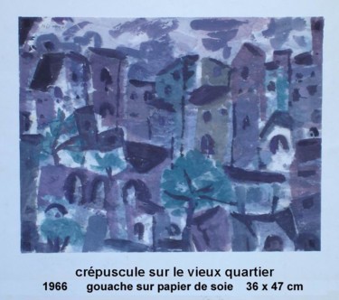 Malerei mit dem Titel "crépuscule sur le v…" von Ioana, Original-Kunstwerk, Öl