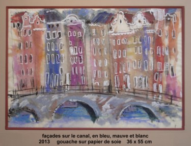 Peinture intitulée "façades sur le cana…" par Ioana, Œuvre d'art originale, Gouache