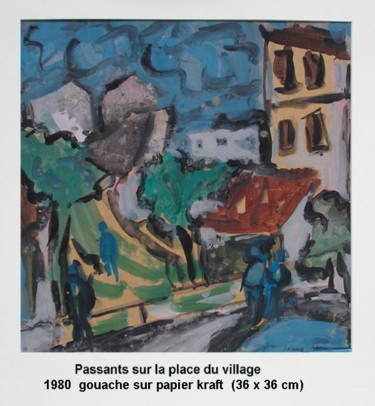 Painting titled "passants sur la pla…" by Ioana, Original Artwork, Oil