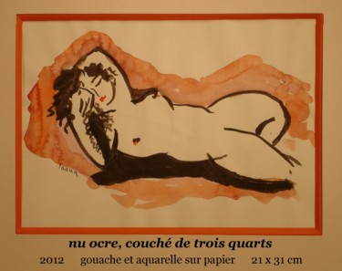Painting titled "nu ocre, couché de…" by Ioana, Original Artwork, Oil