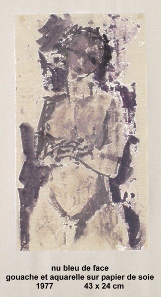 Painting titled "Nu bleu de face" by Ioana, Original Artwork, Oil