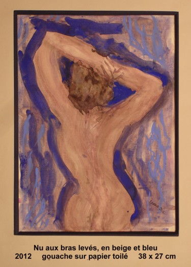 Painting titled "nu aux bras levés,…" by Ioana, Original Artwork, Oil
