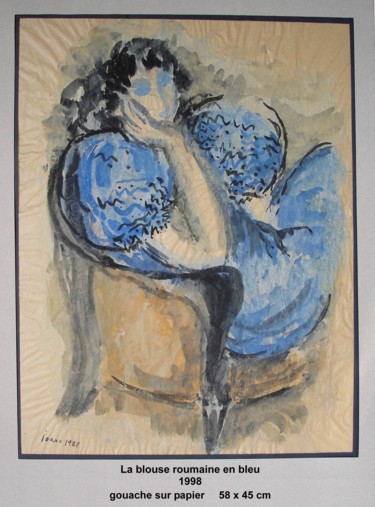 Painting titled "blouse roumaine en…" by Ioana, Original Artwork, Gouache
