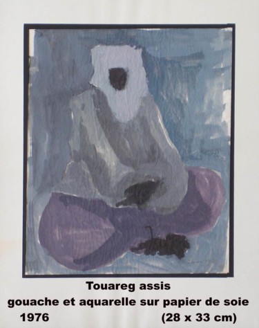 Peinture intitulée "touareg assis" par Ioana, Œuvre d'art originale, Huile