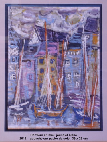 Painting titled "Honfleur, en bleu,…" by Ioana, Original Artwork, Oil