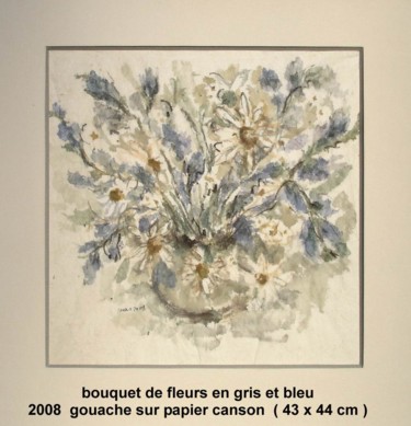 Malerei mit dem Titel "bouquet de fleurs g…" von Ioana, Original-Kunstwerk, Gouache