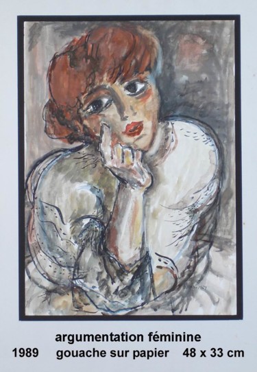 Malerei mit dem Titel "argumentation fémin…" von Ioana, Original-Kunstwerk, Gouache