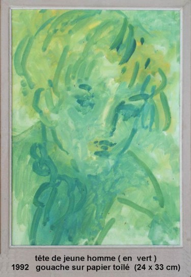 Ζωγραφική με τίτλο "tête de jeune homme…" από Ioana, Αυθεντικά έργα τέχνης, Γκουάς