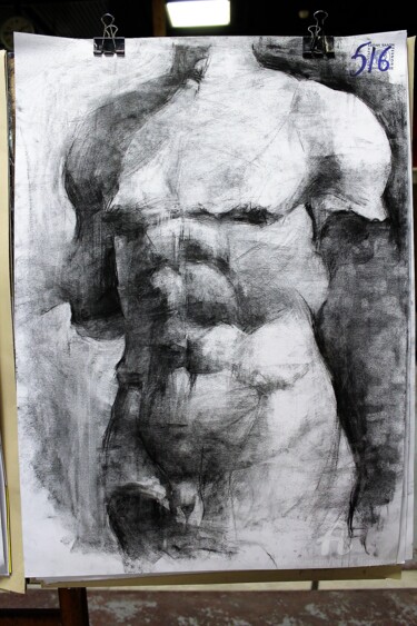 Painting titled "Κορμός  Aγάλματος /…" by Ioannis Filippopoulos, Original Artwork, Charcoal
