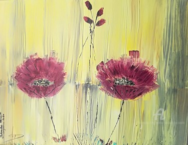 Painting titled ""De coquelicots et…" by Iolanda Pasquali (Yo Souris), Original Artwork, Acrylic