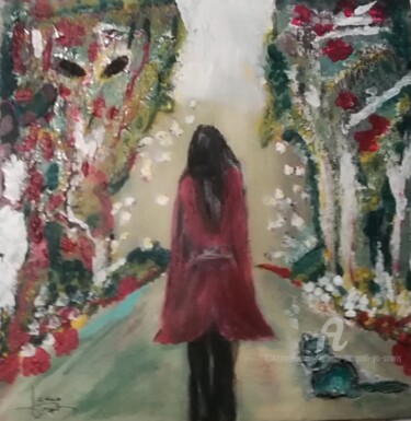 Painting titled ""Je me promène dans…" by Iolanda Pasquali (Yo Souris), Original Artwork, Acrylic Mounted on Wood Stretcher…