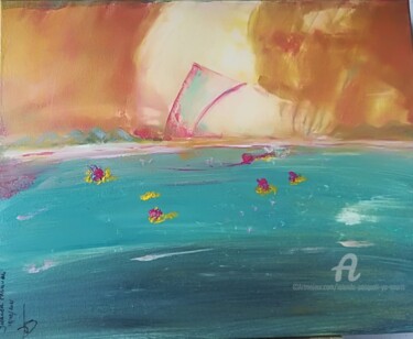 Schilderij getiteld "" Les surfeurs de l…" door Iolanda Pasquali (Yo Souris), Origineel Kunstwerk, Acryl