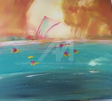 Schilderij getiteld "" Les surfeurs de l…" door Iolanda Pasquali (Yo Souris), Origineel Kunstwerk, Acryl