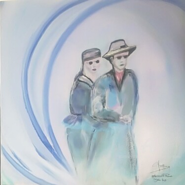 Pintura intitulada ""Les amoureux de Ca…" por Iolanda Pasquali (Yo Souris), Obras de arte originais, Acrílico Montado em Arm…