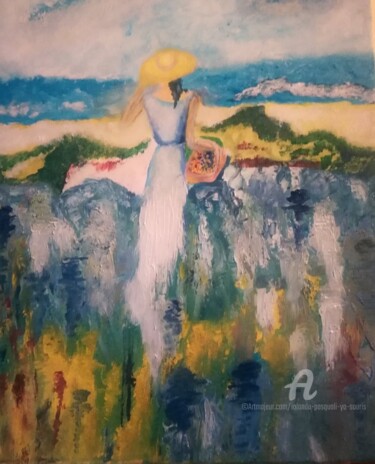 Pittura intitolato "" Ningyo "" da Iolanda Pasquali (Yo Souris), Opera d'arte originale, Olio