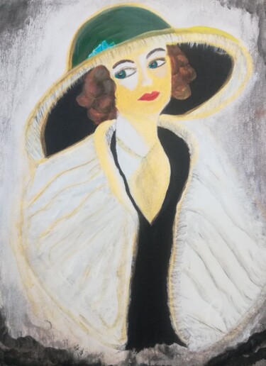Painting titled ""Lady Chatterhat..."" by Iolanda Pasquali (Yo Souris), Original Artwork, Acrylic
