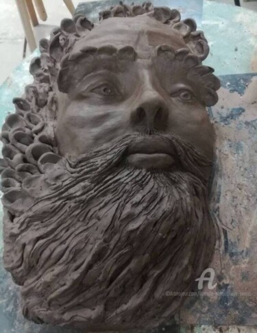 Sculptuur getiteld ""Poséidon".." door Iolanda Pasquali (Yo Souris), Origineel Kunstwerk, Terra cotta