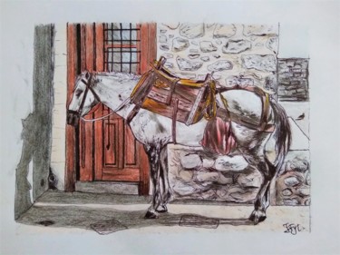 Ζωγραφική με τίτλο "THE HORSE" από Jonfyt, Αυθεντικά έργα τέχνης, Μολύβι