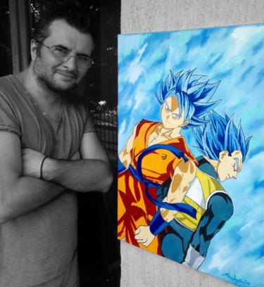 Ζωγραφική με τίτλο "Manga Zone - Goku &…" από Mihai Ionescu, Αυθεντικά έργα τέχνης