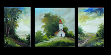 Painting titled "3 small landscapes" by Mihai Ionescu, Original Artwork, Oil