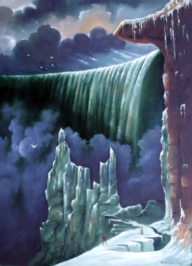 Painting titled "Niagara fall" by Mihai Ionescu, Original Artwork, Oil