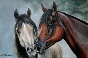 Ζωγραφική με τίτλο "Horse love" από Mihai Ionescu, Αυθεντικά έργα τέχνης, Ακρυλικό