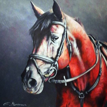 Painting titled "Red horse" by Mihai Ionescu, Original Artwork, Acrylic
