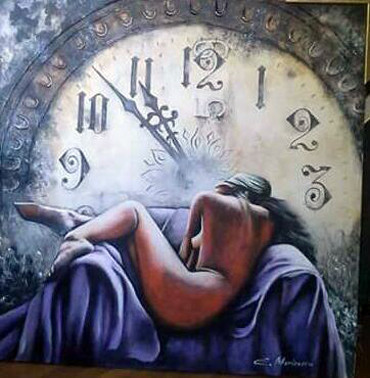 Painting titled "Crying for time" by Mihai Ionescu, Original Artwork, Acrylic