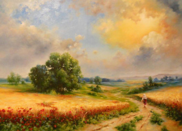 Painting titled "Harvest time" by Mihai Ionescu, Original Artwork, Oil