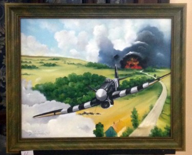 Painting titled "WW2 planes" by Mihai Ionescu, Original Artwork, Oil