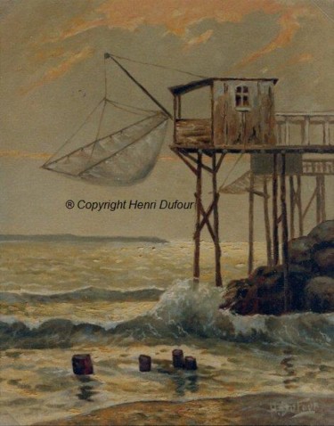 Peinture intitulée "Le carrelet" par Henri Dufour, Œuvre d'art originale