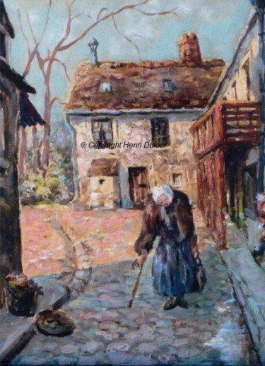 Peinture intitulée "La vieille femme" par Henri Dufour, Œuvre d'art originale