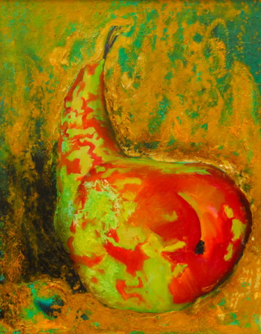 Painting titled "pear" by Iosef Yusupov, Original Artwork, Oil