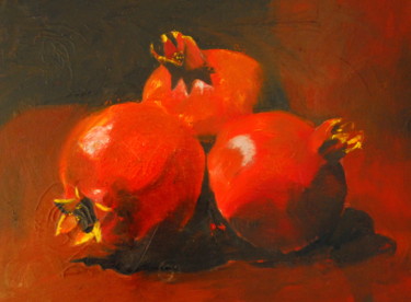 Painting titled "pomegranate" by Iosef Yusupov, Original Artwork, Oil