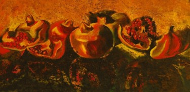 Painting titled "pomegranate ll" by Iosef Yusupov, Original Artwork, Oil