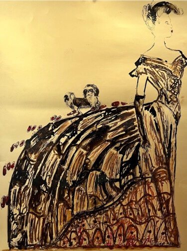 Peinture intitulée "Costum design for t…" par Iosef Yusupov, Œuvre d'art originale, Encre