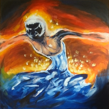 Painting titled "Dance in Blue" by Io Zárate, Original Artwork, Acrylic