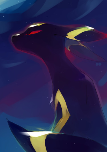 Digital Arts titled "Umbreon" by Io Zárate, Original Artwork, Digital Painting