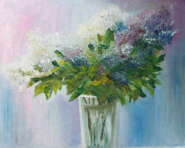Painting titled "Bouquet of lilacs i…" by Igor Pershin, Original Artwork, Oil