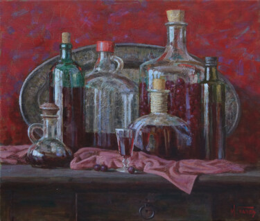 Painting titled "Cherry tincture" by Igor Panov, Original Artwork, Oil