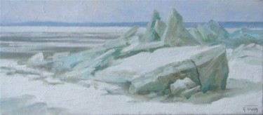 Картина под названием ""Льдины на Волге"" - Igor Panov, Подлинное произведение искусства, Масло