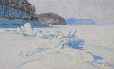 Картина под названием ""Зимний берег Волги"" - Igor Panov, Подлинное произведение искусства, Масло