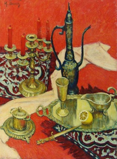 Painting titled ""Восточный натюрмор…" by Igor Panov, Original Artwork, Oil