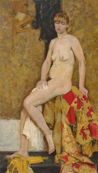 Картина под названием ""Обнаженная на золо…" - Igor Panov, Подлинное произведение искусства, Масло