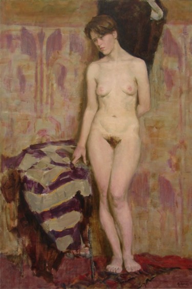 Картина под названием ""Обнаженная на лило…" - Igor Panov, Подлинное произведение искусства, Масло