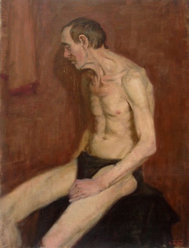 Pintura intitulada ""Обнаженный мужчина"" por Igor Panov, Obras de arte originais, Óleo
