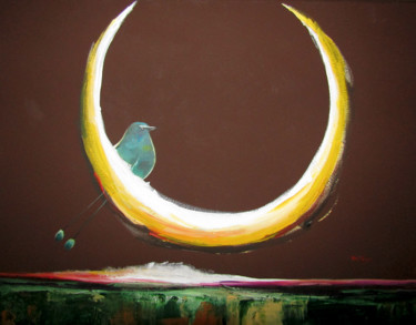 Peinture intitulée "Vigilante lunar - L…" par Peter Ipina, Œuvre d'art originale, Acrylique