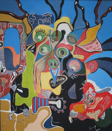 Painting titled "LAS 4 CARAS" by Iván Porcia, Original Artwork, Oil